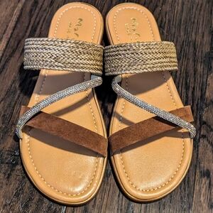 Brown rhinestone sandals